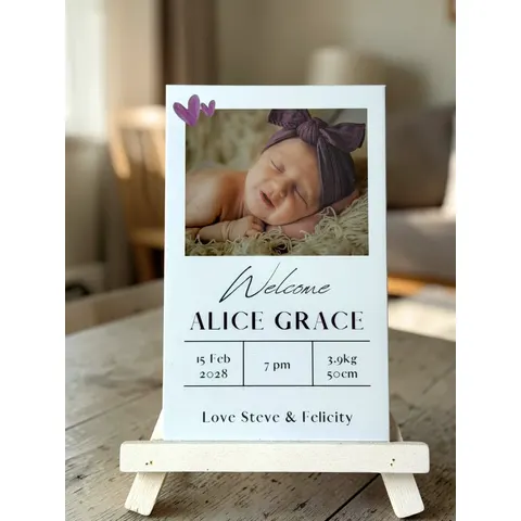Baby Girl Birth Announcement Magnet 3 - 7.5cm x 12cm