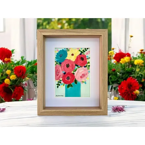 'Radiant Rose Bouquet 3' - 28cm x 23cm x 4.5cm Framed