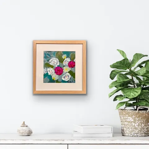 'Emerald Whispers' - 32.5cm x 32.5cm x 3cm Framed