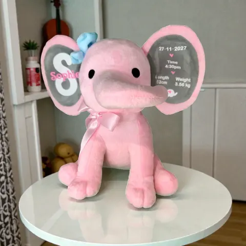 Personalised Baby Elephant Keepsake - PINK