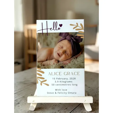 Baby Girl Birth Announcement Magnet 2 - 7.5cm x 12cm