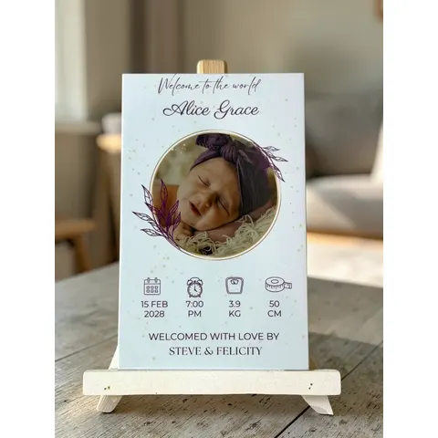 Baby Girl Birth Announcement Magnet 1 - 7.5cm x 12cm